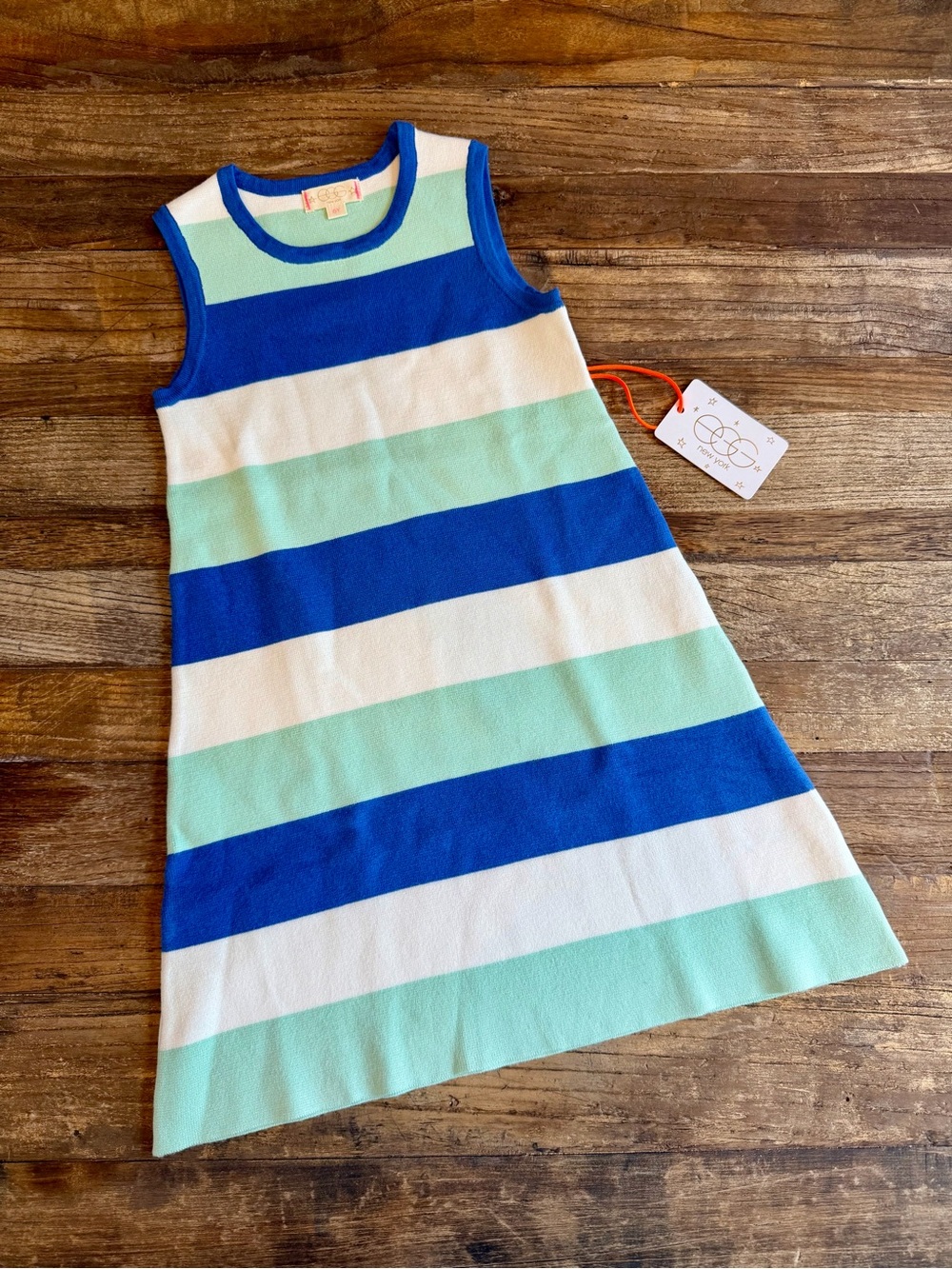 EGG NY Tori Striped Sleeveless Knit Dress 6Y